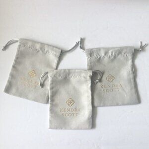 3 pc Kendra Scott Gray Dust Jewelry Bag Pouch Drawstring 5" x 6" BAGS ONLY